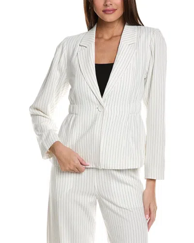 Shop Crystal Kobe Pinstripe Linen-blend Jacket In White