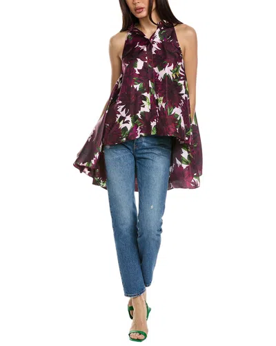 Oscar De La Renta Dahlia Silk-twill Blouse In Red