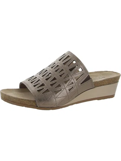Shop Naot Crown Womens Leather Metallic Slide Sandals In Grey