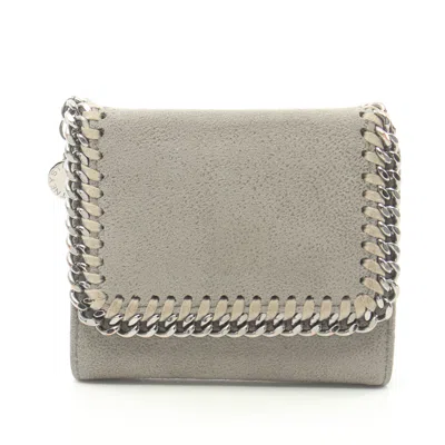 Shop Stella Mccartney Falabella Small Trifold Wallet Fake Leather Gray In Grey