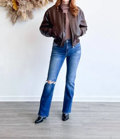 Shop Astr Aviana Vegan Leather Bomber Jacket In Rosy Magenta In Brown