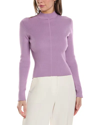 Shop Oscar De La Renta Mock Neck Silk-blend Sweater In Purple