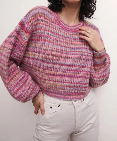 Shop Entro Prism Metallic Stripe Sweater In Magenta Punch In Multi