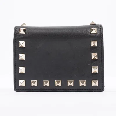 Shop Valentino Compact Wallet Leather In Black