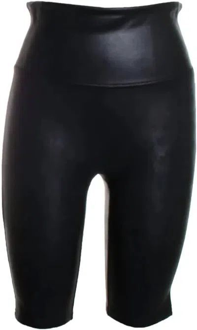 Shop Spanx Women's Faux Leather Bike Short In Black