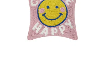 Shop Peking Handicraft 'choose Happy' Hook Pillow In Pink