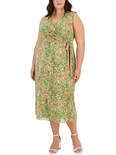 Shop Anne Klein Plus Womens Side Tie Long Maxi Dress In Green