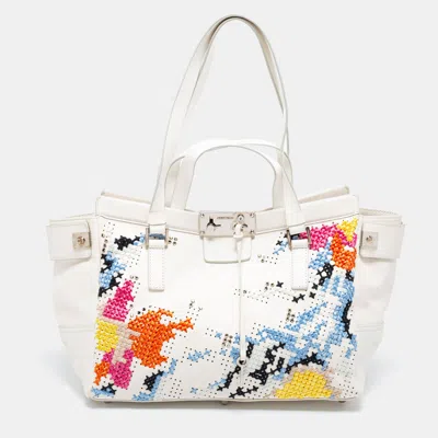 Shop Jimmy Choo Cross Stitched/embellished Leather Tote In Multi