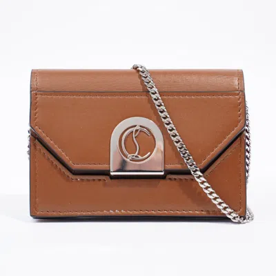 Shop Christian Louboutin Elisa Chain Card Holder Leather In Brown