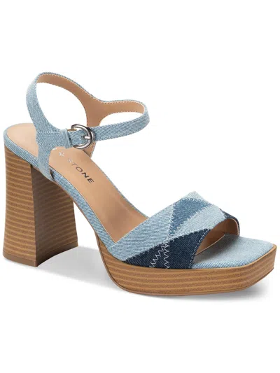 Shop Sun + Stone Diannaa Womens Square Open Toe Ankle Strap Block Heel In Blue