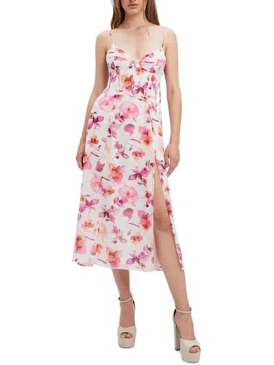 Shop Bardot Zeta Womens Chiffon Mid-calf Midi Dress In Pink
