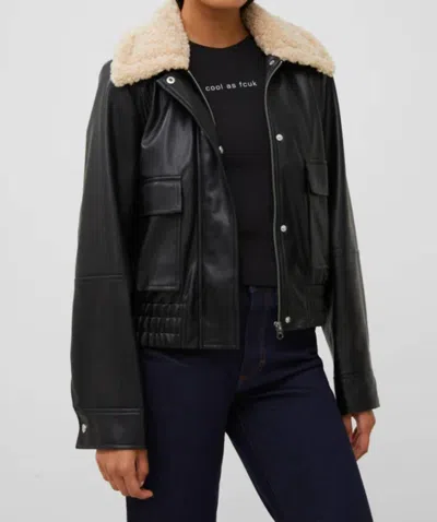 Shop French Connection Vegan Leather Coat In Black