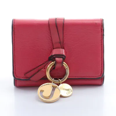Shop Chloé Alphabet Alphabet Mini Compact Wallet Trifold Wallet Leather With J Charm In Pink