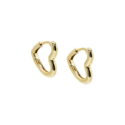 Shop Adina Eden Solid Open Heart Huggie Earring In Gold