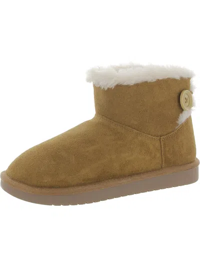 Shop Koolaburra K Nalie Mini Womens Faux Suede Slip On Winter & Snow Boots In Brown