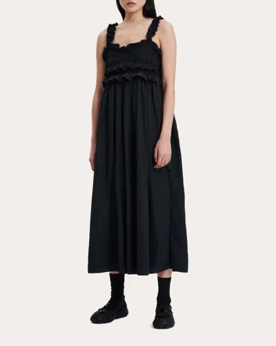 Shop Cecilie Bahnsen Women's Giovanna Faille Midi Dress In Black