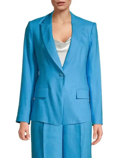 Shop Milly Avery Linen Blazer In Sky Blue