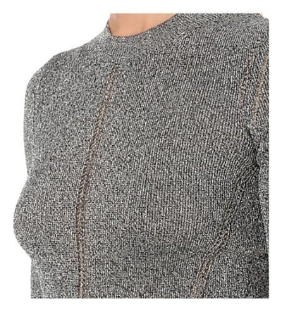 Shop Christopher Kane Open-embroidered Metallic-knit Jumper In Silver