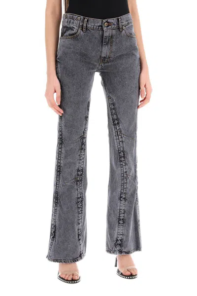 Y/project Y Project Hook-and-eye Flared Jeans In Nero