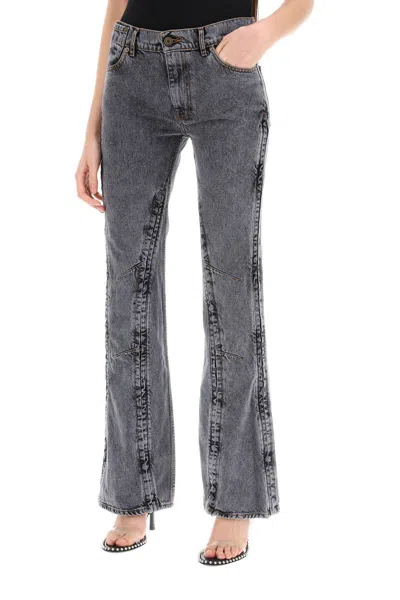 Y/project Y Project Hook-and-eye Flared Jeans In Nero