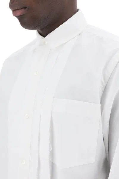 Shop Sacai Layered Poplin Effect Shirt With In Bianco