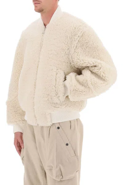 Shop Jacquemus Le Blouson Pilou Shearling Bomber Jacket In Bianco