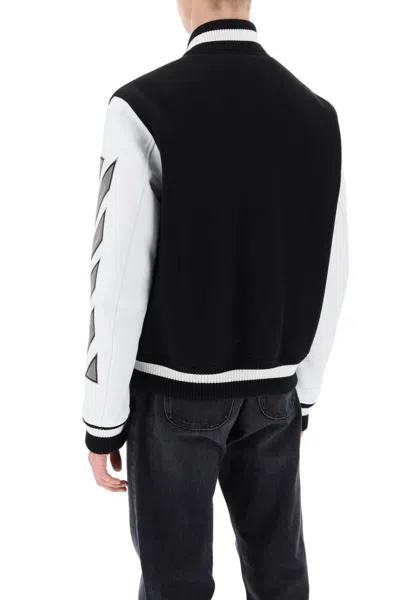 Shop Off-white Lea Varsity Bomber Jacket In Bianco