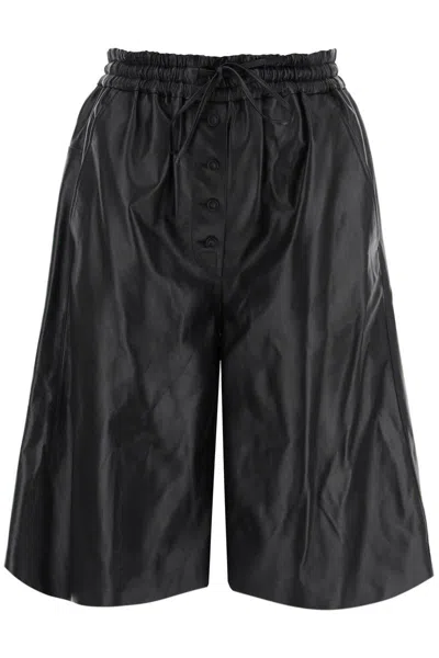 Shop Jil Sander Leather Bermuda Shorts For In Nero