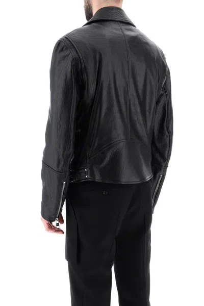 Shop Alexander Mcqueen Leather Biker Jacket In Nero