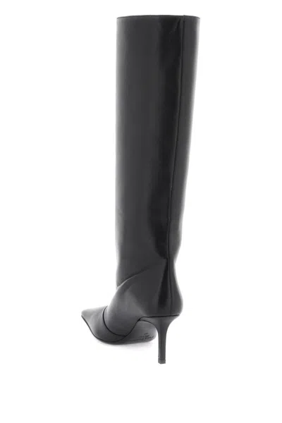 Shop Acne Studios Leather Boots With Tapered Toe. In Nero