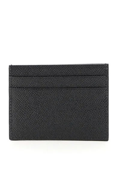 Shop Dolce & Gabbana Leather Card Holder With Logo Plaque In Nero