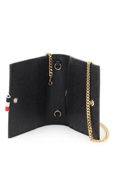 Shop Thom Browne Leather Crossbody Card Holder In Nero