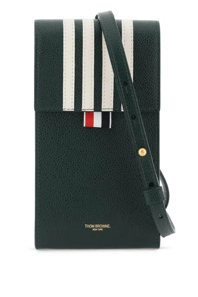 Shop Thom Browne Leather Crossbody Phone Holder In Verde