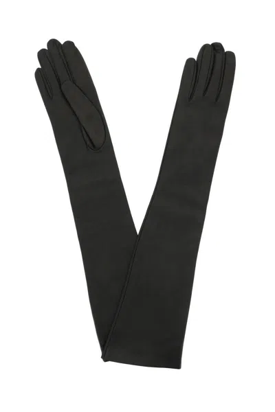 Shop Dries Van Noten Leather Gloves In Nero