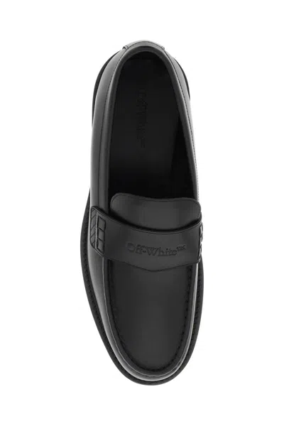 Shop Off-white Leather Loafers For In Nero