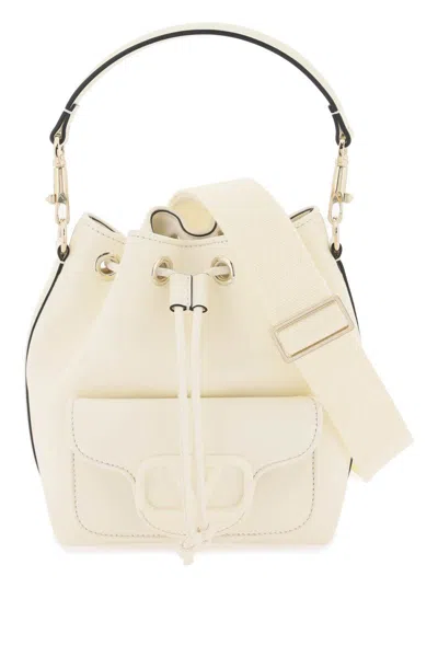 Shop Valentino Leather Locò Bucket Bag In Bianco