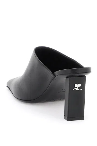 Shop Courrèges Leather Mules For In Nero