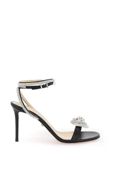 Shop Mach E Mach Leather Sandals With Crystals In Nero