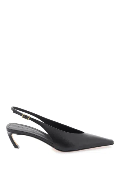 Shop Lanvin Leather Slingback Mules In Nero