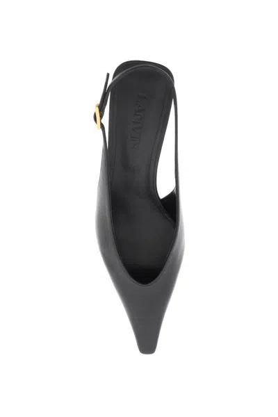 Shop Lanvin Leather Slingback Mules In Nero