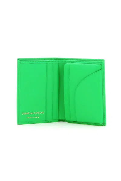 Shop Comme Des Garçons Leather Small Bi-fold Wallet In Verde
