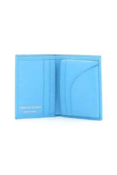 Shop Comme Des Garçons Leather Small Bi-fold Wallet In Blu