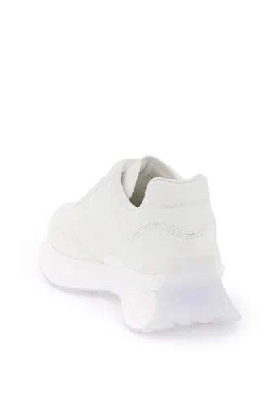 Shop Alexander Mcqueen Leather Sprint Runner Sneakers In Bianco
