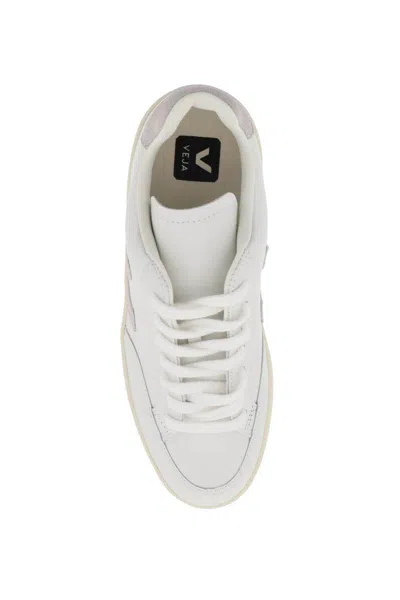 Shop Veja Leather V-12 Sneakers In Bianco