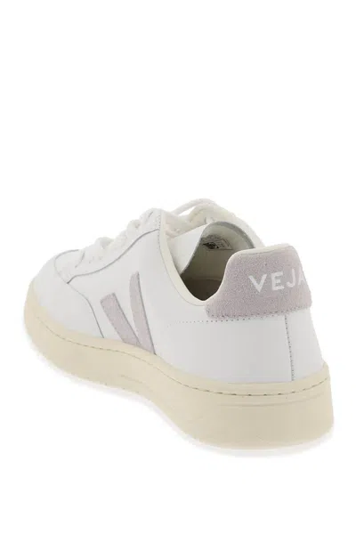 Shop Veja Leather V-12 Sneakers In Bianco