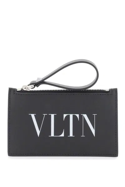 Shop Valentino Leather Vltn Cardholder In Nero