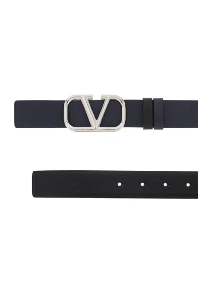 Shop Valentino Leather Vlogo Signature Reversible Belt In Nero