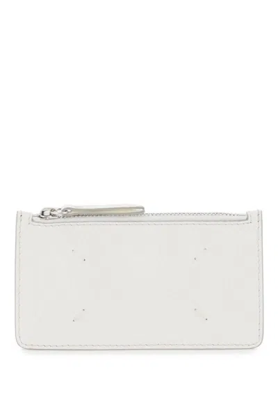 Shop Maison Margiela Leather Zipped Cardholder In Bianco