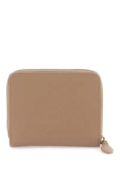 Shop Pinko Leather Zip-around Wallet In Beige