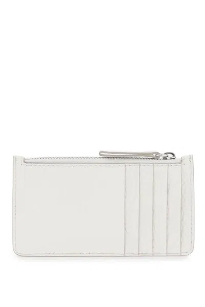 Shop Maison Margiela Leather Zipped Cardholder In Bianco